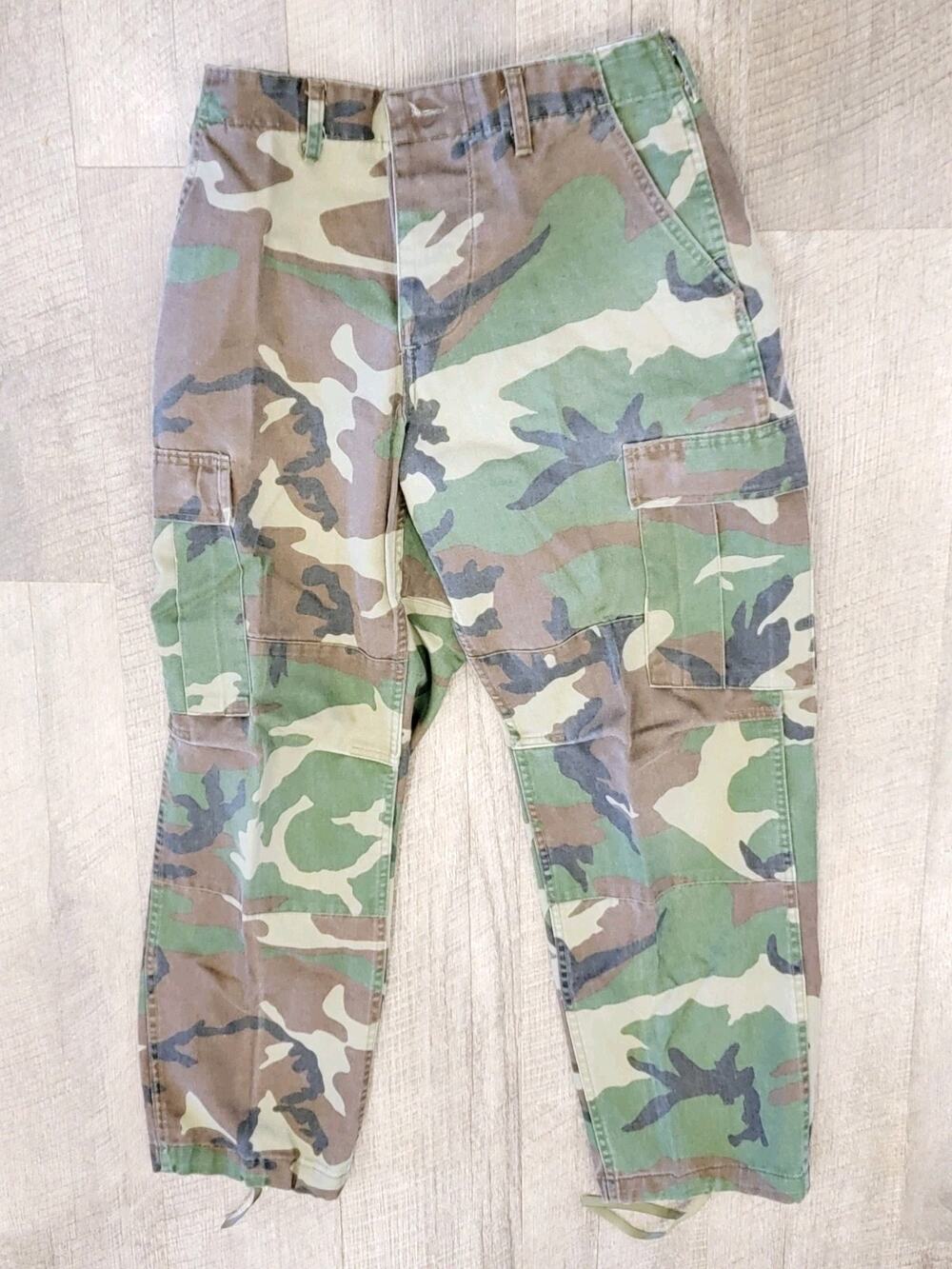 Vintage USGI BDU Pants MEDIUM Reg Woodland Camo Combat Cargo Trousers 90s